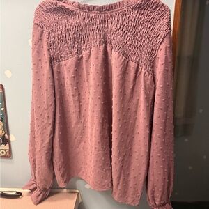 SHEIN Dusty Pink Smocked Blouse